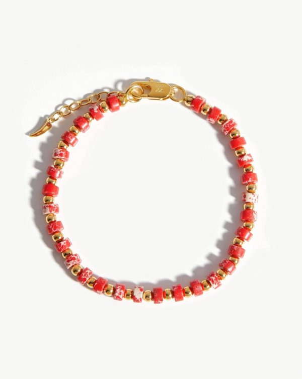 Beaded Bracelet | 18ct Gold Plated Red Imperial Jasper Online Sale