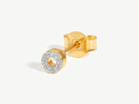 Pave Initial Single Stud Earring - Initial O | 18ct Gold Vermeil Cubic Zirconia Online