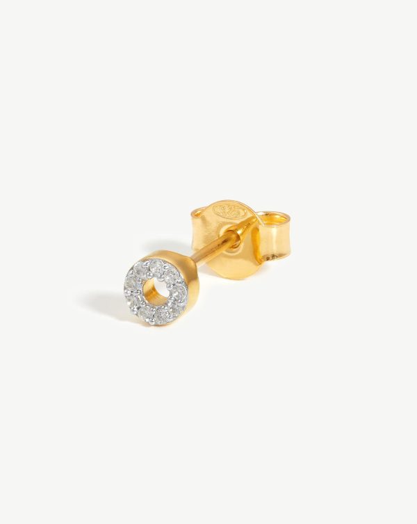 Pave Initial Single Stud Earring - Initial O | 18ct Gold Vermeil Cubic Zirconia Online