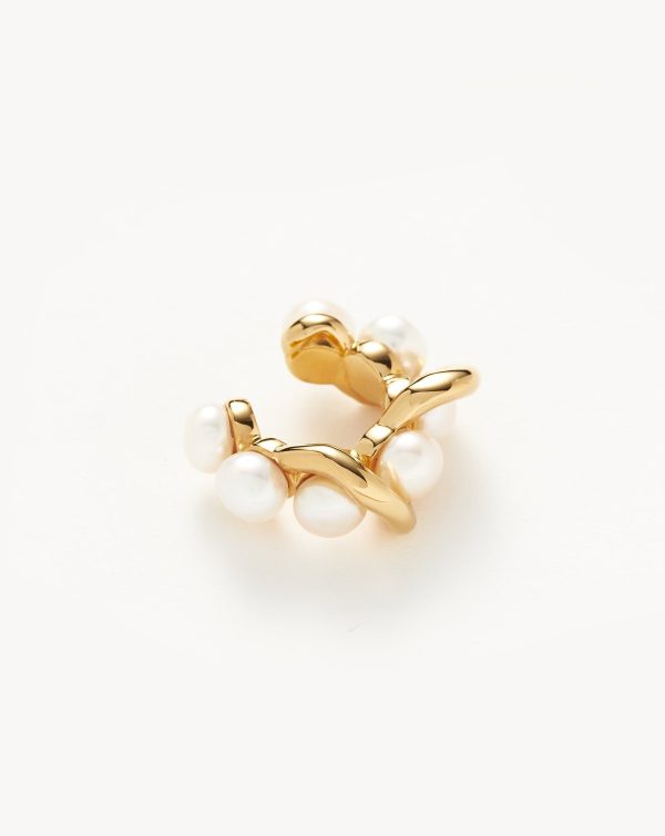 Molten Pearl Twisted Double Ear Cuff Online now