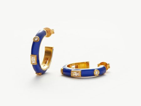 Enamel & Stone Small Hoop Earrings For Cheap