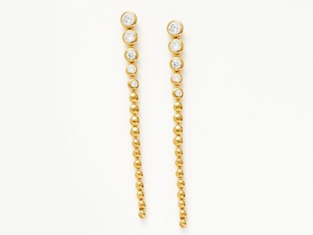 Tennis Beaded Stone Long Drop Earrings Discount