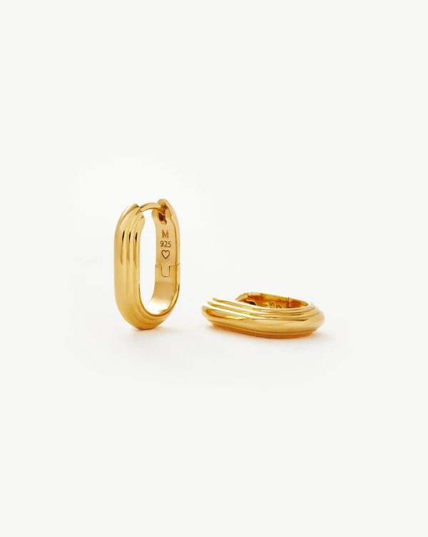 Zenyu Link Ridge Ovate Hoop Earrings | 18ct Gold Vermeil Fashion