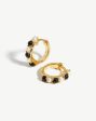 Gemstone Huggies | 18ct Gold Vermeil Pearl & Black Onyx on Sale