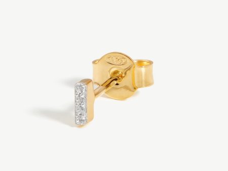 Pave Initial Single Stud Earring - Initial I | 18ct Gold Vermeil Cubic Zirconia For Discount