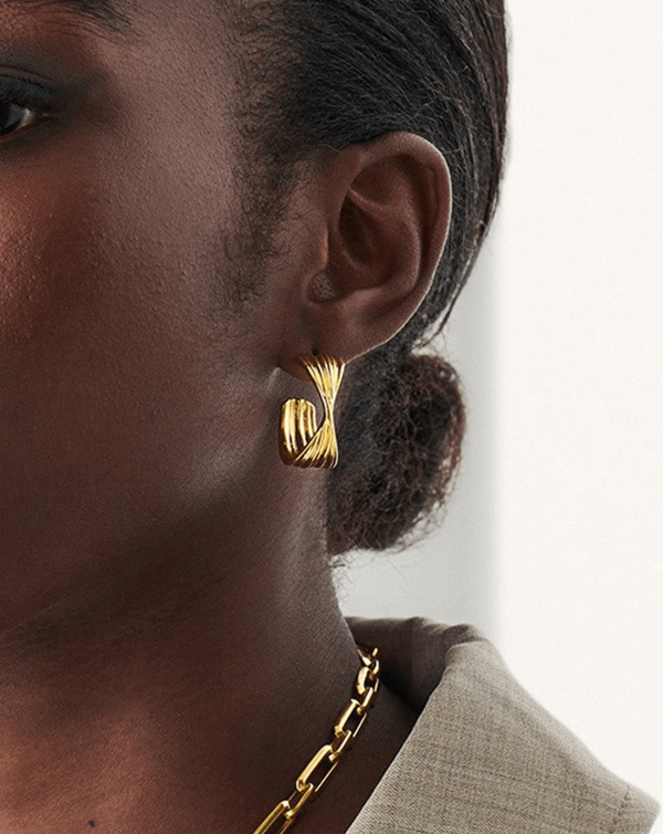 Medium Wave Hoop Earrings Discount