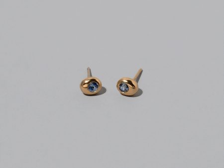 Level Stud Earrings - Bicolor Blue Sapphire on Sale