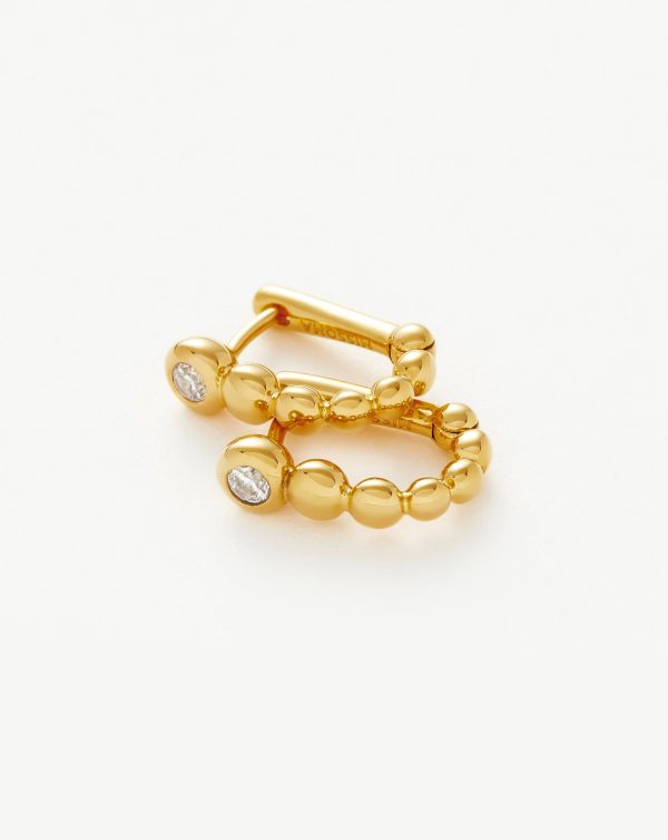 Beaded Stone Ovate Huggies | 18ct Gold Vermeil Cubic Zirconia Online Sale