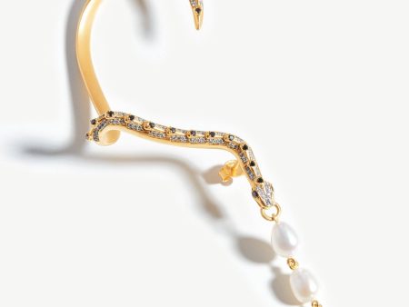 Harris Reed Pearl Serpent Ear Cuff | 18ct Gold Plated Pearl Discount