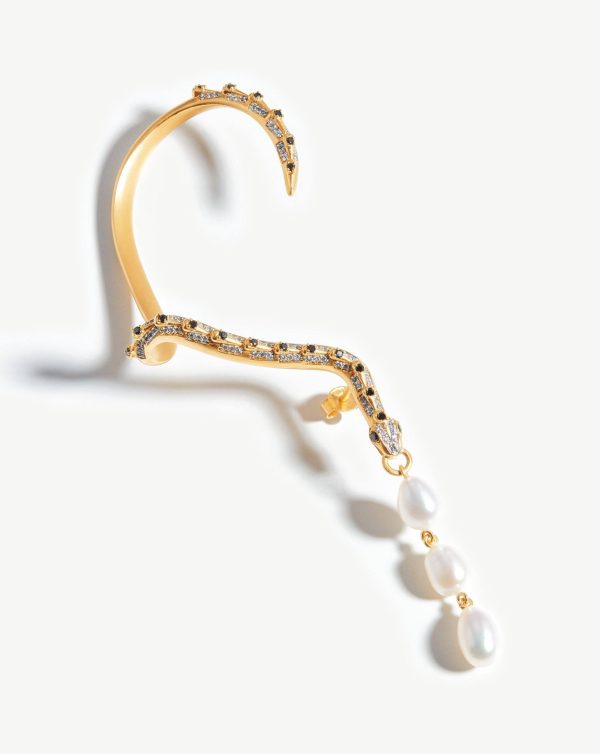 Harris Reed Pearl Serpent Ear Cuff | 18ct Gold Plated Pearl Discount