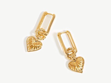 Ridge Heart Charm Earrings | 18ct Gold Vermeil Online now