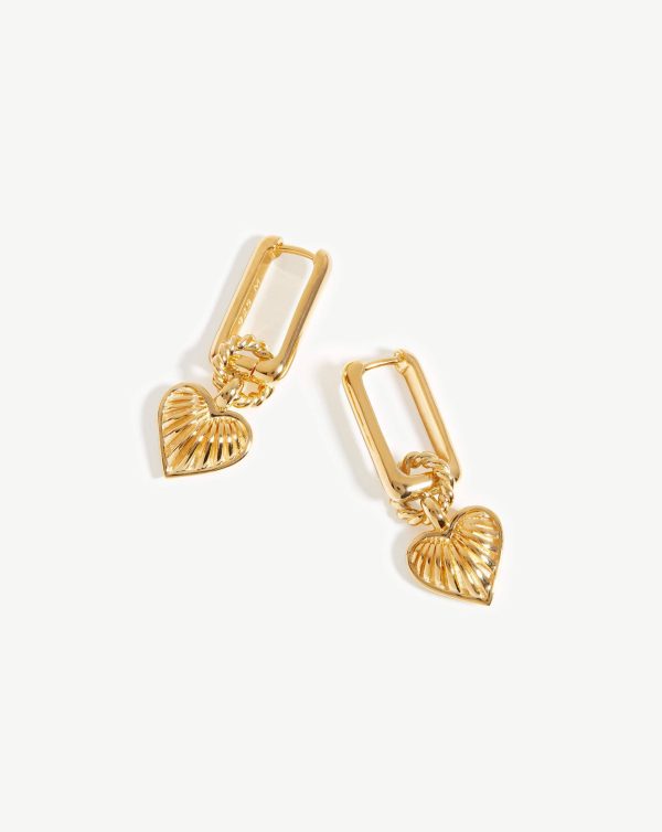 Ridge Heart Charm Earrings | 18ct Gold Vermeil Online now