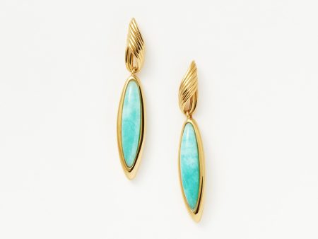 Wavy Ridge Gemstone Double Drop Earrings Online Hot Sale