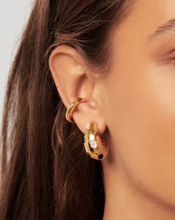 Savi Dome Medium Gemstone Hoop Earrings | 18ct Gold Plated Multi Online Sale