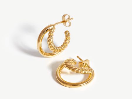 Radial Small Hoop Earrings | 18ct Gold Plated Cheap