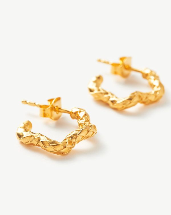 Serpent Textured Squiggle Hoop Earrings | 18ct Gold Vermeil Online Sale