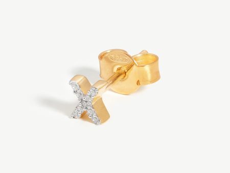 Pave Initial Single Stud Earring - Initial X | 18ct Gold Vermeil Cubic Zirconia Online