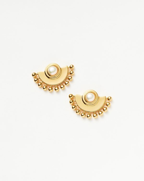 Zenyu Fan Gemstone Stud Earrings Online now