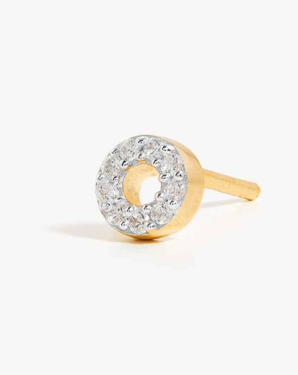 Pave Initial Single Stud Earring - Initial O | 18ct Gold Vermeil Cubic Zirconia Online