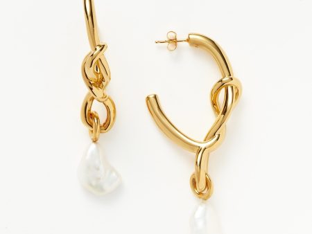 Molten Baroque Pearl Knot Drop Hoop Earrings Online Hot Sale