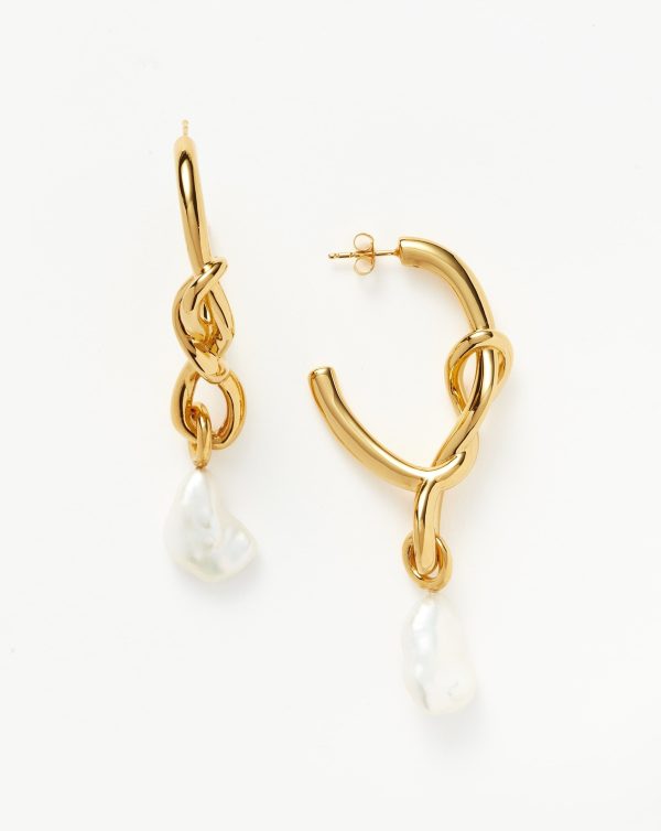 Molten Baroque Pearl Knot Drop Hoop Earrings Online Hot Sale