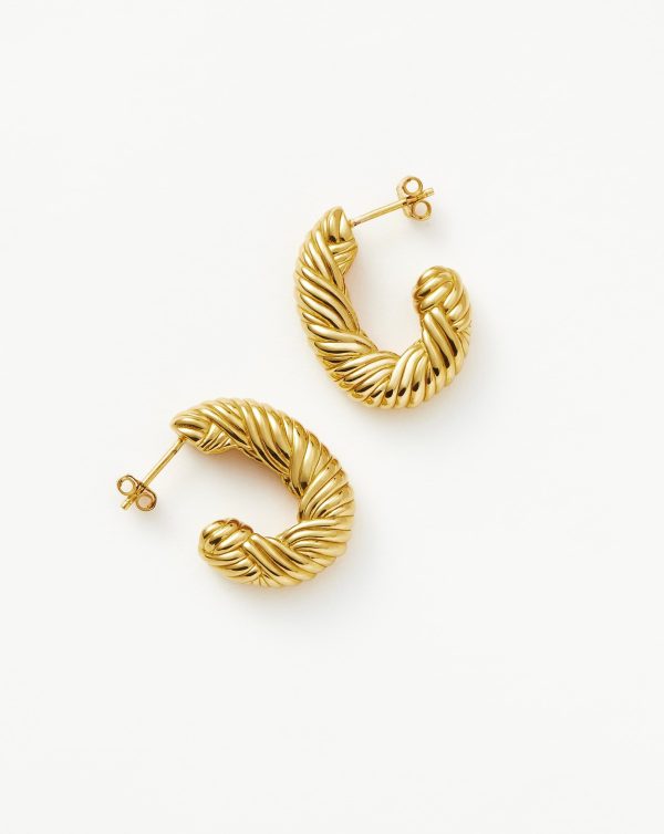 Wavy Ridge Medium Hoop Earrings Hot on Sale