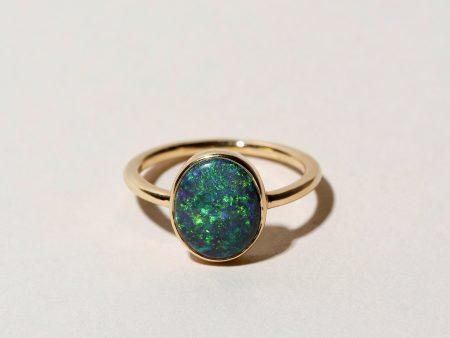 Australian Black Opal Ring Hot on Sale