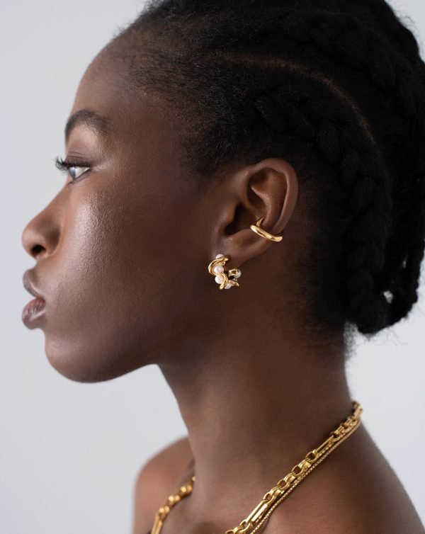 Molten Pearl Twisted Mini Double Hoop Earrings For Cheap