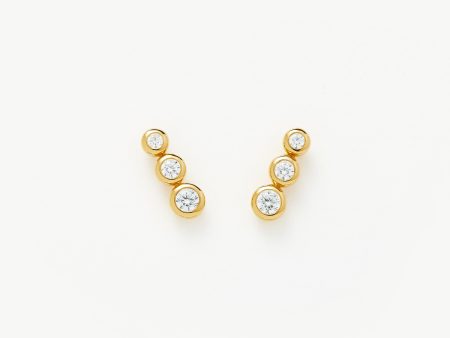 Triple Stone Stud Earrings | 18ct Gold Vermeil Cubic Zirconia Hot on Sale