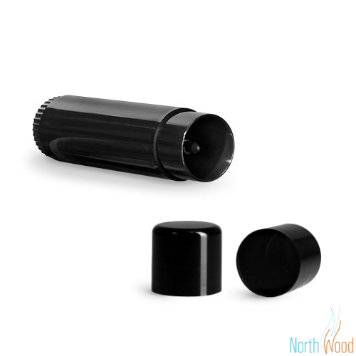 Black Lip Balm Tube w  Cap - Round Set - Standard Size .15oz Fashion