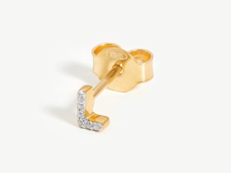 Pave Initial Single Stud Earring - Initial L | 18ct Gold Vermeil Cubic Zirconia Supply