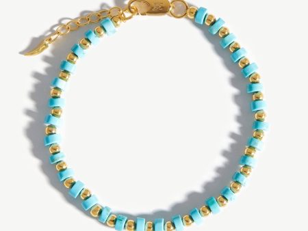 Beaded Bracelet | 18ct Gold Plated Turquoise For Sale