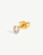 Pave Initial Single Stud Earring - Initial U | 18ct Gold Vermeil Cubic Zirconia Discount