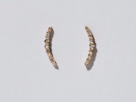 Crescent Ear Climber Stud Earrings - Champagne Diamond Discount