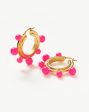 Good Vibes Neon Enamel Sphere Large Hoop Earrings | 18ct Gold Plated Hot Pink For Sale