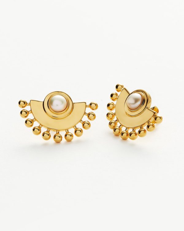 Zenyu Fan Gemstone Stud Earrings Online now