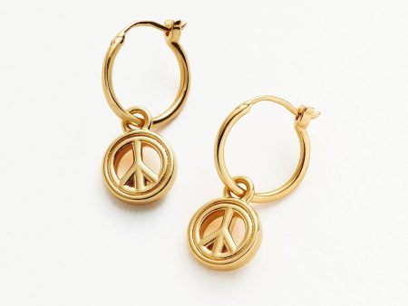 Good Vibes Peace Out Mini Charm Hoop Earrings Cheap