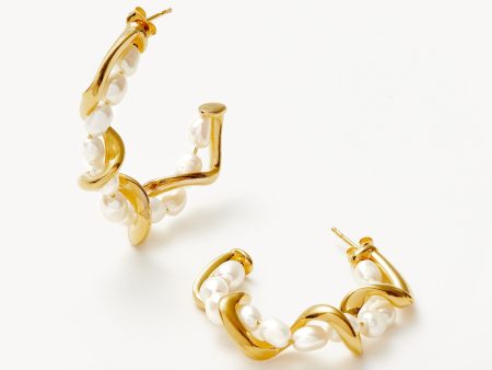 Molten Pearl Twisted Hoop Earrings Supply