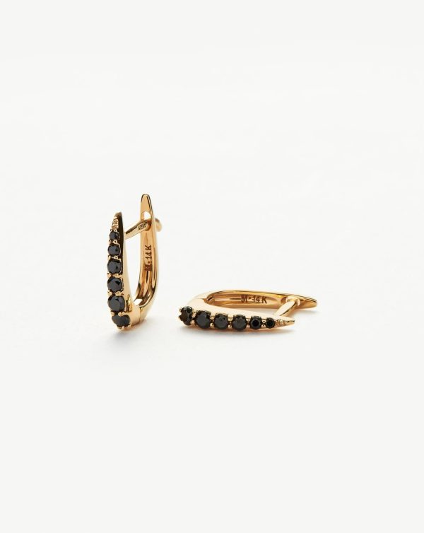 Fine Claw Huggies | 14ct Solid Gold Black Diamond on Sale