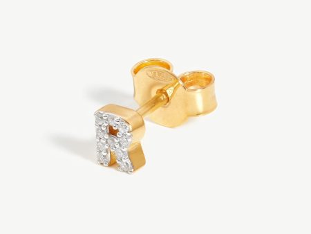 Pave Initial Single Stud Earring - Initial R | 18ct Gold Vermeil Cubic Zirconia For Cheap