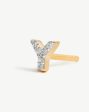 Pave Initial Single Stud Earring - Initial Y | 18ct Gold Vermeil Cubic Zirconia Sale