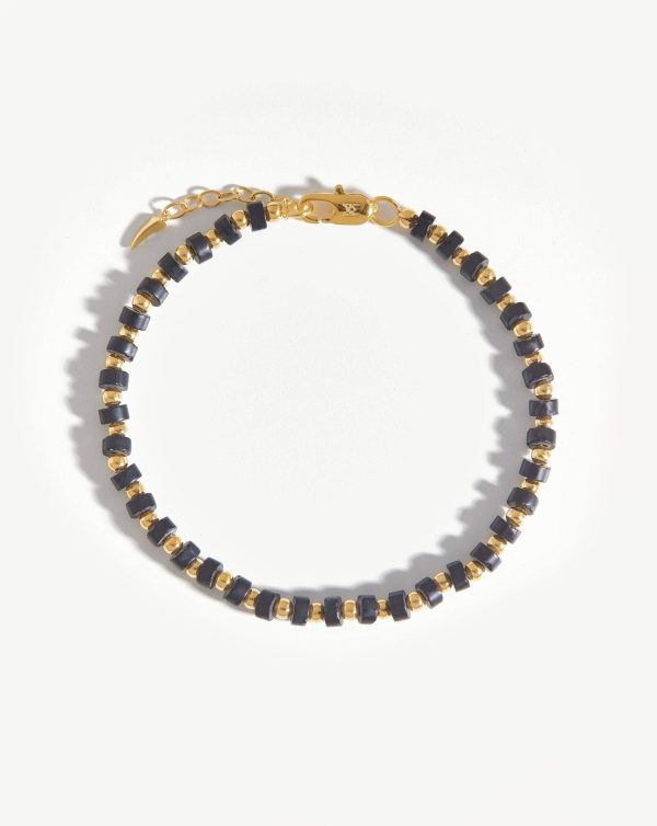 Beaded Bracelet | 18ct Gold Plated Black Onyx Hot on Sale