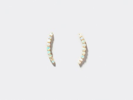 Crescent Ear Climber Stud Earrings - Opal Online Sale