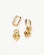 Ridge Heart Charm Earrings | 18ct Gold Vermeil Online now