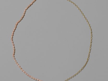 Half Oval Chain & Peony Seed Pearl Necklace For Cheap