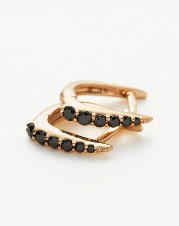 Fine Claw Huggies | 14ct Solid Gold Black Diamond on Sale