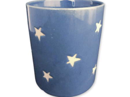 Blue Ceramic Candle Container w  Stars Discount