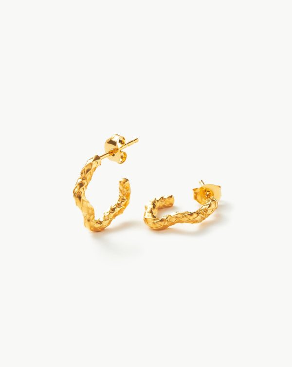 Serpent Textured Squiggle Hoop Earrings | 18ct Gold Vermeil Online Sale