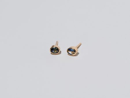 Oval Frame Stud Earrings - Bicolor Sapphire For Discount