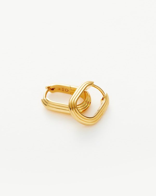 Zenyu Link Ridge Ovate Hoop Earrings | 18ct Gold Vermeil Fashion